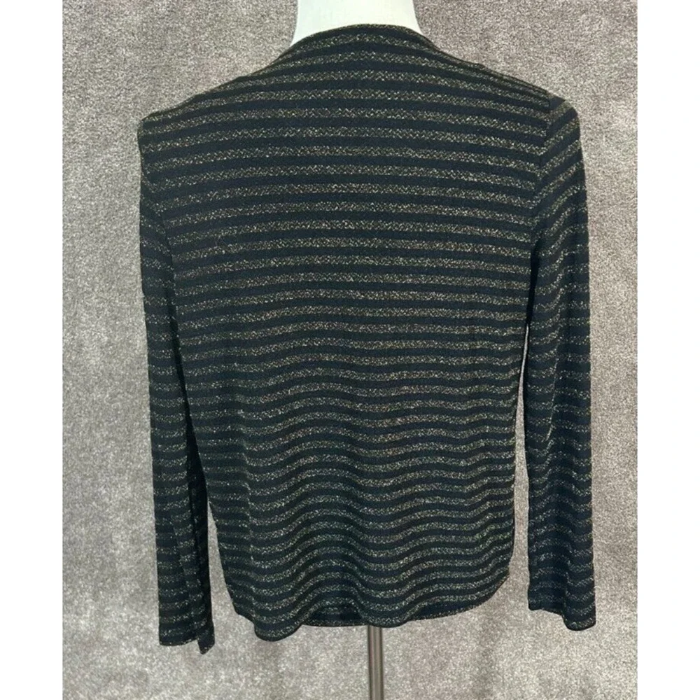 Chicos Cardigan Womens 1 Medium 8 Black Metallic Tank Top 2 Piece Set‎ Tie Front
